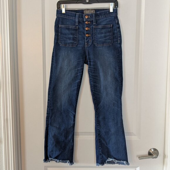 Point Sur Jeans Women's Size 27 Blue 10" Demi-Boot Cropped Button-Fly Raw Hem - Picture 7 of 16